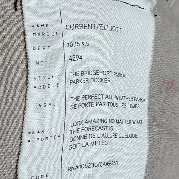 Current Elliott Beige Cotton The Bridgeport Parka Trench Coat - Picture 8 of 9